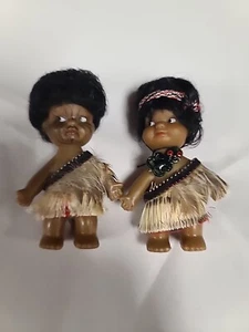 Paar Vintage ~ Neuseeland ~ Māori Junge & Mädchen Puppen ~ selten - Bild 1 von 12