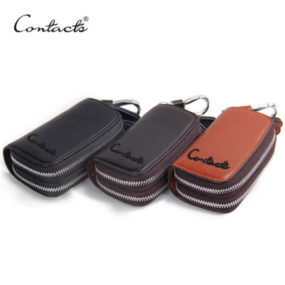 Men Leather Keychain Door Car Keys Case Wallet Coins Holder Pouch Organizer Bag - Image 1 of 4