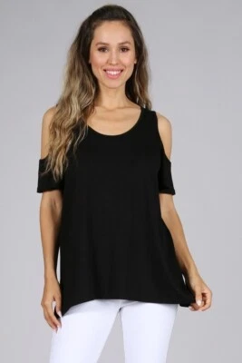 Top Chatoyant Talla Grande Informal Hombro Abierto Negro 1XL Foto 1 de 4