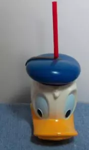 Vintage 1980er Jahre Disney Donald Duck 2-teilig kopfförmig Kunststoff Becher Tasse - Bild 1 von 7