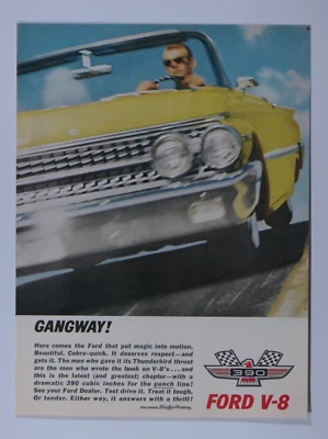 1961 Ford Galaxie Convertible 390 V8 Vintage Original Print Ad 8.5 x 11" - Image 1 of 4