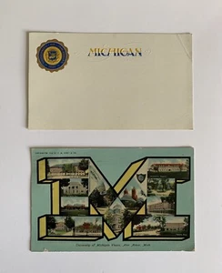 1910 Großbrief M Michigan University Vintage Postkarte + Briefkopf Postkarte - Bild 1 von 2