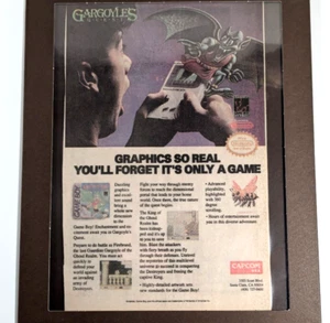 Vintage 1990s Gargoyle's Quest Framed Ad Game Boy, Laminated Nintendo Art, Retro - Picture 1 of 8