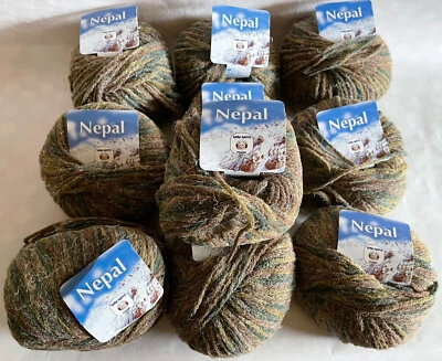 10 Balls of Lana Gatto Nepal Yarn 7803 Variegated Brown Green Fuzzy Fluffy Wool - Image 1 of 3