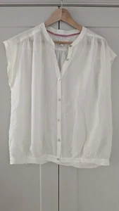Cream Cotton/ Silk Short Sleeve Blouse From Joules Size 12 - Picture 1 of 7