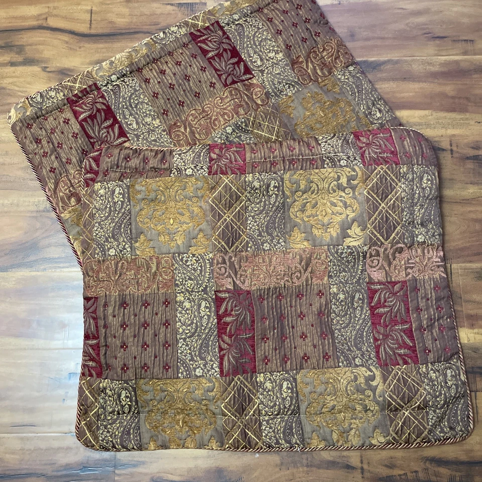 Fundas de almohada Croscill Galleria (2) estándar marrón dorado borgoña borde con cordón Foto 1 de 4