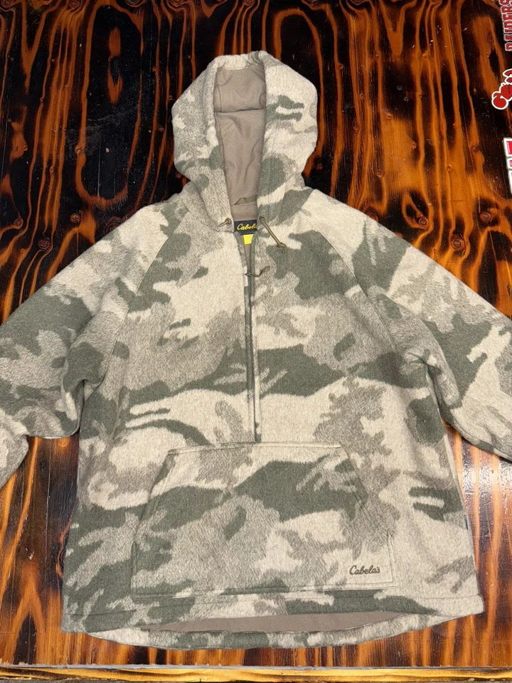 Cabela's Wooltimate WindShear Hooded Pullover Jacket Outfitter Camo Large - Image 1 of 4