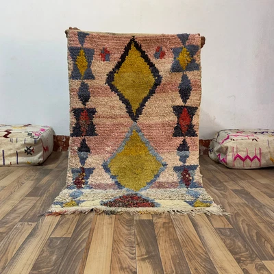 Alfombra marroquí vintage 2,6x4,2 pies - Alfombra de lana bereber tejida a mano, geométrica Foto 1 de 4