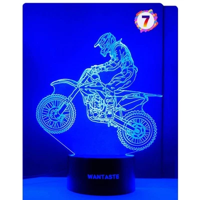 Lámpara 3D Motocross Regalo con Control Remoto, Juguetes Decoración Motocicleta de Suciedad para Niños Niñas Habitación,... Foto 1 de 4