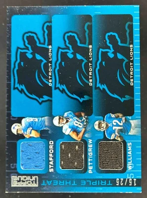 2009 Topps Unique Triple Threat Jersey Matthew Stafford Pettigrew Williams /25 - Image 1 of 2