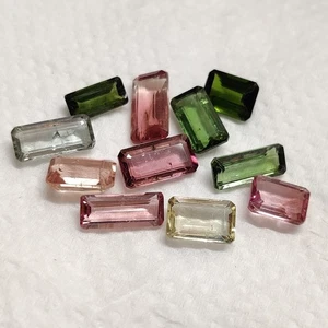11pc Natural Multi Tourmaline Cut Emerald Shape Gemstone for Ring Jewelry 19 Cts - Picture 1 of 9