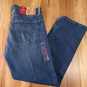 Jeans uomo Levis 505 regular fit gamba dritta 2 vie elasticizzato taglia 36x30 blu NUOVO - Foto 1 di 15
