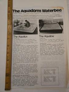Vintage 1970s Aquadorm Waterbed Brochure Aqualux Aqualow Heat Bed Retro Ephemera - Picture 1 of 2