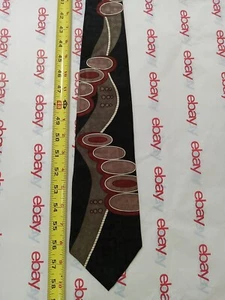 BLACK/RED/WHITE EVAN PICONE ABSTRACT SILK PREOWENED USED NECKTIE TIE - Picture 1 of 5