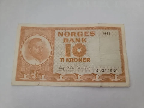 1968 Norway Norges Bank 10 TI Kroner Cover