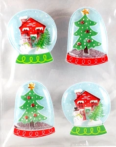 Christmas Snow Globes Snowman Tree Home Paper Crafts 3D Stickers - Picture 1 of 1