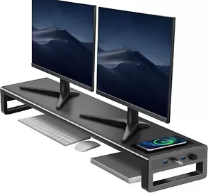 Vaydeer Dual Monitor Stand, Double Monitor Riser with Wireless Charger and 4 ... - Picture 1 of 12