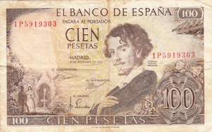 Billet de banque banknote money ESPAGNE SPAIN ESPANA 100 PTS 1965 état scan 303 - Picture 1 of 1