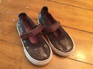 MORGAN AND MILO BROWN SEQUIN MARY JANE SNEAKERS  SIZE 9 EUC easy on & off