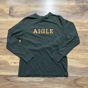 Aigle Men's Sz Med Green Graphic Print Long Sleeve Shirt - Picture 1 of 4