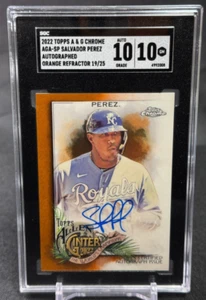 Salvador Perez Auto On Card /25 Orange Ref. SGC 10 GEM 2022 Topps A & G Chrome - Picture 1 of 2