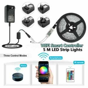 5M RGB LED WIFI Strip Light Control Waterproof Lamp For echo Alexa Google Home - Picture 1 of 14