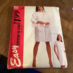 Vintage McCalls Pattern 7035 Misses Shirt Jacket and Dress Size B 16-22 Uncut - Picture 1 of 7