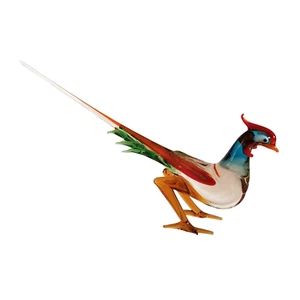 Statuina uccellino in vetro artistico senza marchio stile Murano lunga 83/8" circa multicolore - Foto 1 di 14