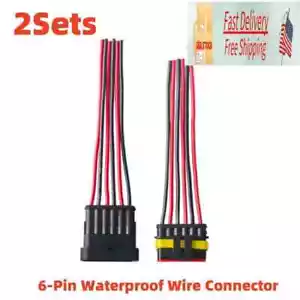 KFZ 6-poliger Stecker und Buchse Steckleiste mit 14 cm Draht 2er Set - Bild 1 von 7
