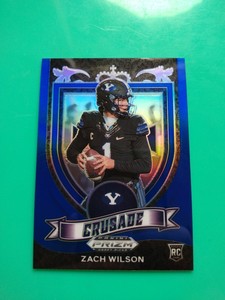 2021 Panini Prizm Draft Picks Crusade Blue Prizm Zach Wilson 049/199 Jets RC🔥🔥