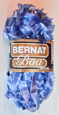 Bernat Boa 81105 "BLUE BIRD" Chenille Eyelash Yarn 1.75 oz 71 yds. +Free Pattern - Image 1 of 2