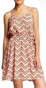 Collective Concepts Womens Sleeveless V-Neck A-Line Dress Peach Size Medium - Picture 1 of 3