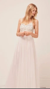 Maxi abito da sposa ricamato French Connection estivo bianco Genova Regno Unito 10 rrp £ 195 - Foto 1 di 12