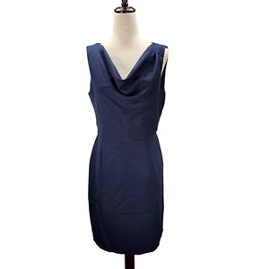 Vestido Sam Edelman Cady Cortina Cuello Mini Suave Elegante Cómodo Azul Marino Talla 4 Nuevo con Etiquetas 40K030 - Imagen 1 de 12