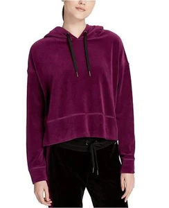 Calvin Klein Womens Performance Cropped Velour Hoodie Size M Color Merlot - Picture 1 of 2