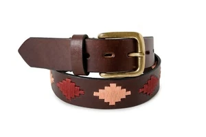 Embroidered Belt Handmade Gaucho Polo Leather Adjustable Argentinian Belt Unisex - Picture 1 of 9