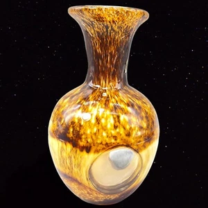 Vintage Art Glass Tortoise Shell Hue Vase Cased Bud Rounded Vase 5.5”T 2.5”W - Picture 1 of 11