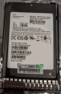 HPE 800GB SAS 12Gbps MIXED USE SSD P15849-001 MZILT800HBHQ-00AH3 PM1645A - Image 1 of 4