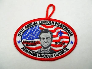 Parche anual Lincoln Pilgrimage 2002 del Consejo Abraham Lincoln BSA Boy Scouts - Imagen 1 de 2