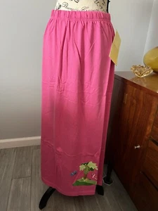 Quacker Factory Ladies 1X Pink Cotton Maxi Skirt Flamingo Theme - Picture 1 of 10
