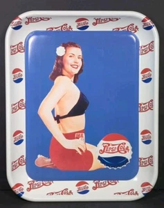 Vtg Pinup Girl Tray Bikini Pepsi Cola Metal Serving Tray Pin Up Retro 50s Style - Picture 1 of 10