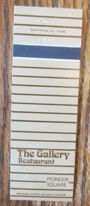 SEATTLE, WASHINGTON: GALLERY RESTAURANT MATCHBOOK MATCHCOVER -E - Picture 1 of 1