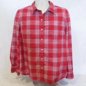 Camicia Tommy Hilfiger ragazzo grande rossa a quadri con bottoni - Foto 1 di 4