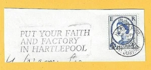 GB AK Geschichte QEII 1967 SLOGAN POSTSTEMPEL - SETZEN SIE IHREN GLAUBEN IN HARTLEPOOL - Bild 1 von 1