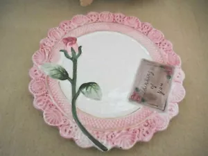 FITZ & FLOYD PLATE OMNIBUS "THINKING OF YOU" VTG Victorian Postcard Rose Gift - Picture 1 of 6