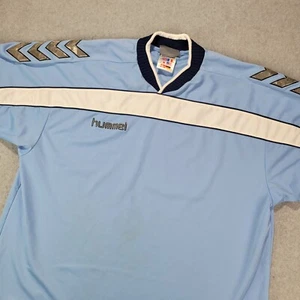 Hummel Jersey T Shirt Mens XL Blue Puffy Poland Football Soccer Sports Y2K - Picture 1 of 12
