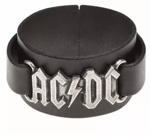 AC/DC: Lightning Logo Leather Wriststrap, Rock Legends Bracelet, Alchemy England - Picture 1 of 5
