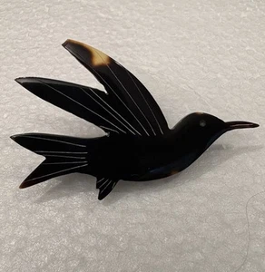 Faux Schildkröte Shell Kunststoff Kolibri Brosche Anstecknadel 2" - Bild 1 von 5