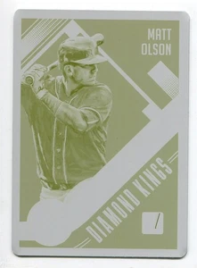 Piatto stampa Donruss Diamond Kings 2018 giallo opaco Olson 1/1 Oakland A's - Foto 1 di 2
