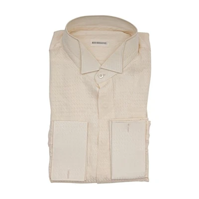 1400$ LUXURY MAROL BOLOGNA Smoking Shirt Ivory 100% COMO SILK Satin  15.5 - 39 - Image 1 of 4